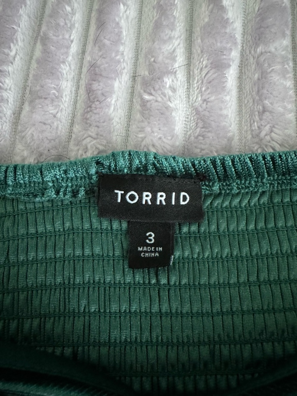 Torrid Dark Green Velvet Babydoll Blouse - Picture 3 of 3